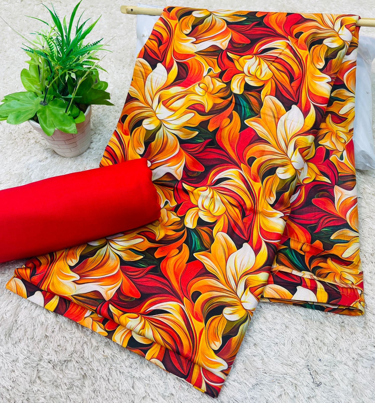 Digital Linen UnStitched 2PC Suit Plain Trouser